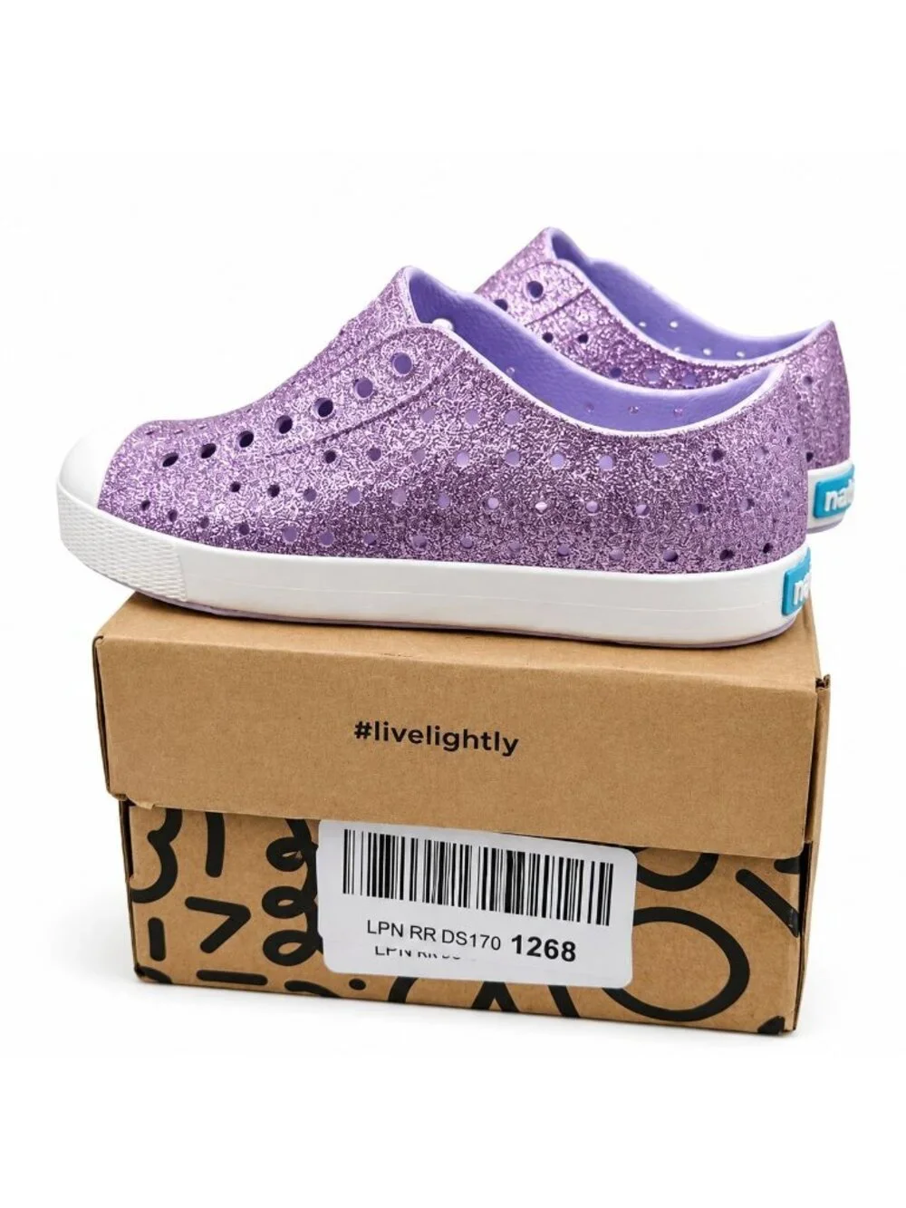 Native Shoes Jefferson Bling Glitter Kids Slip-On Shoes Powder Bling J3 EVA